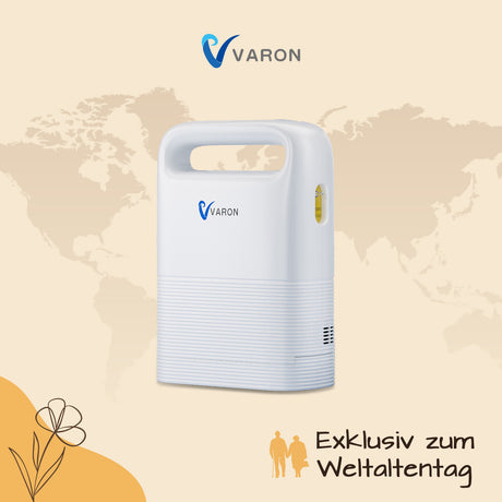 VARON VP-2 Pulse Tragbarer Sauerstoff-Konzentrator | 93% Sauerstoff, lange Batterie, CE-geprüft VARON
