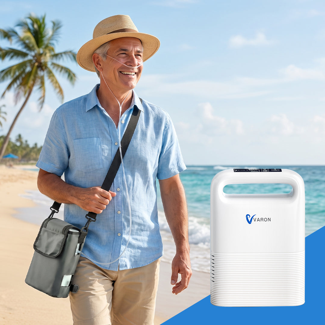 VARON VP-2 Mobiler Sauerstoffkonzentrator Bundle | 8 Stunden Laufzeit mit 2 Zusatzakkus VARON