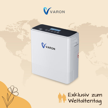 VARON VP-6 Kontinuierlicher tragbarer Sauerstoff-Konzentrator | 1-6L/min Durchfluss, CE-geprüft VARON