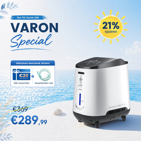 VARON VH-2 Sauerstoffgerät Für Zuhause | Kontinuierlicher Fluss, 24/7 Dauerbetrieb, CE-geprüft VARON