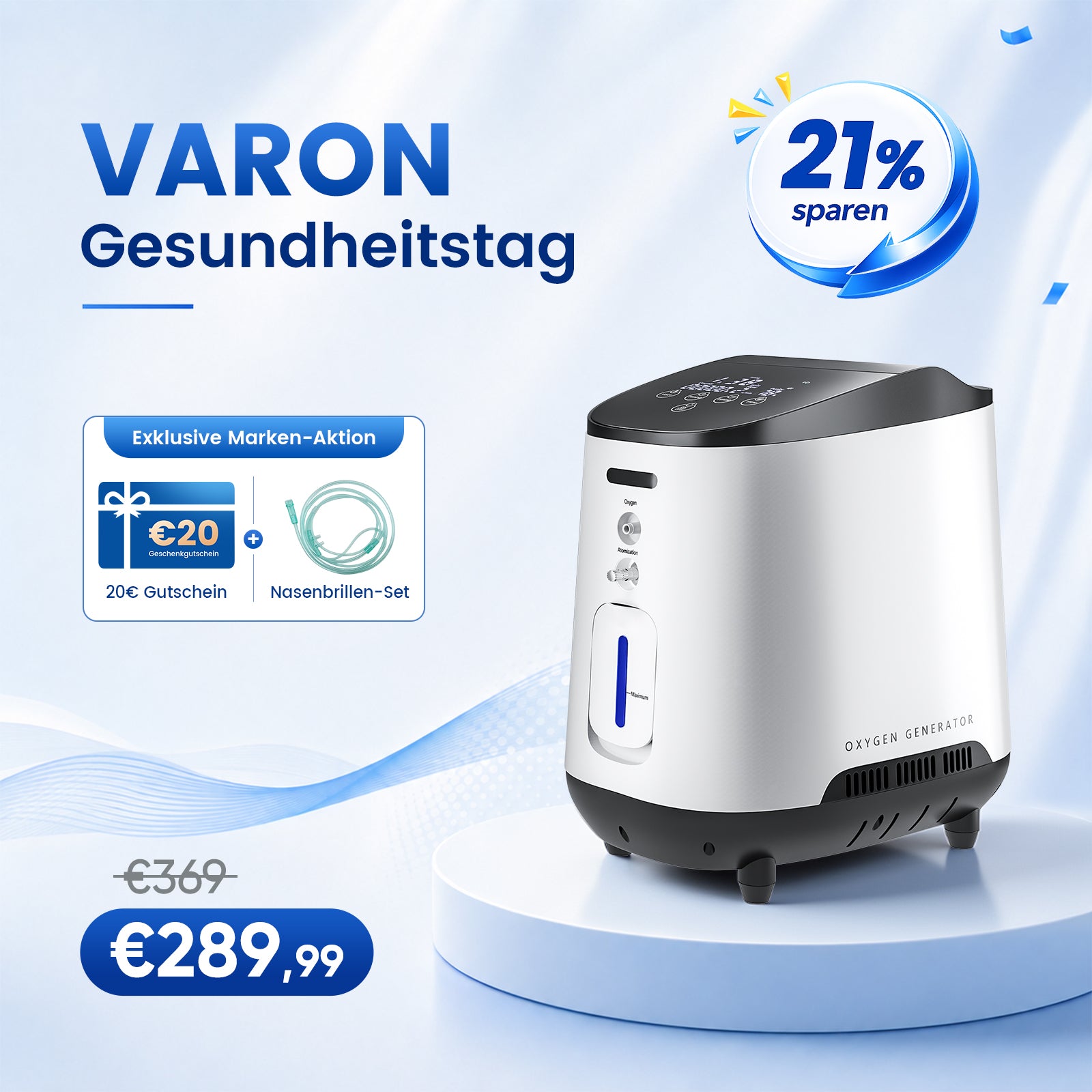 VARON VH-2 Sauerstoffgerät Für Zuhause | Kontinuierlicher Fluss, 24/7 Dauerbetrieb, CE-geprüft VARON
