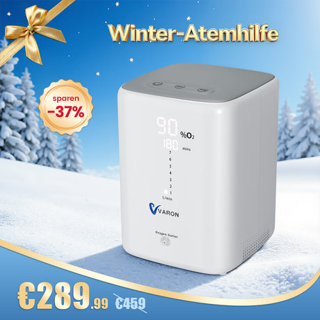 VARON VH-3 Sauerstoffgerät Für Zuhause | Kontinuierlicher Fluss mit Fernbedienung & Timer, CE-geprüft VARON