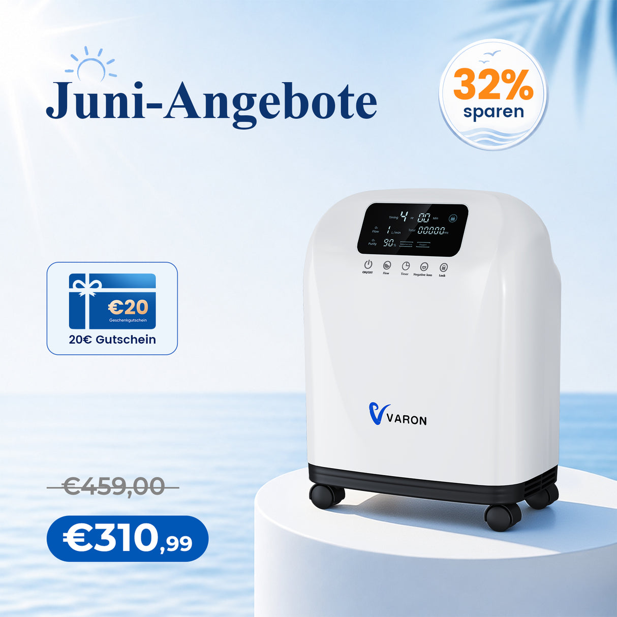 VARON VH-4 Sauerstoffgerät für Zuhause | Kontinuierlicher Fluss, CE-geprüft (1-9 Stufen) VARON
