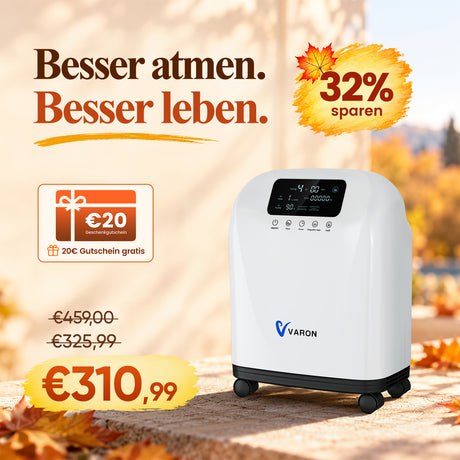 VARON VH-4 Sauerstoffgerät für Zuhause | Kontinuierlicher Fluss, CE-geprüft (1-9 Stufen) VARON