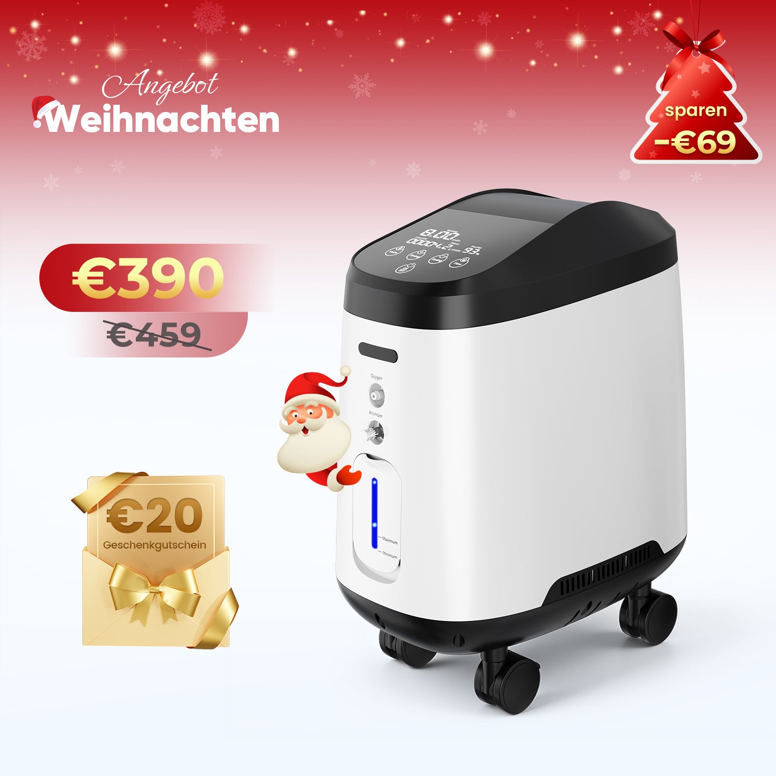 VARON VH-2 Pro Heim-Sauerstoffkonzentrator | 9-Stufen-Regelung, 24 Stunden Betrieb, CE-geprüft VARON