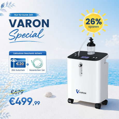 VARON VH-3 PRO sauerstoffgerät zu hause | Kontinuierlicher Fluss, CE-geprüft  (1-10 Stufen) VARON