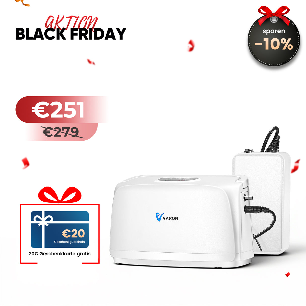 VARON VL-1 Puls-Sauerstoff-Konzentrator mit Akku | Ideal für Mobilität, CE-geprüft VARON