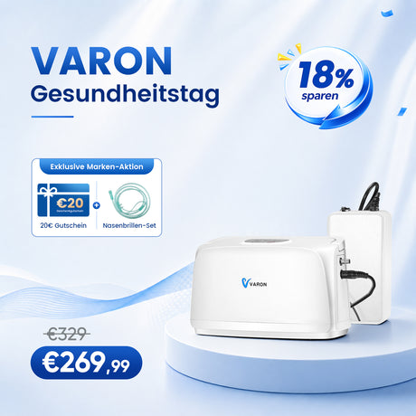 VARON VL-1 Tragbarer Sauerstoffkonzentrator mit Festfrequenz | Akkubetrieb, CE-geprüft VARON