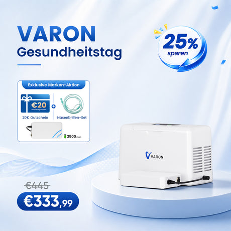 VARON VL-2 Light 3L/min Kontinuierlicher tragbarer Sauerstoff-Konzentrator mit Akku, CE-geprüft VARON