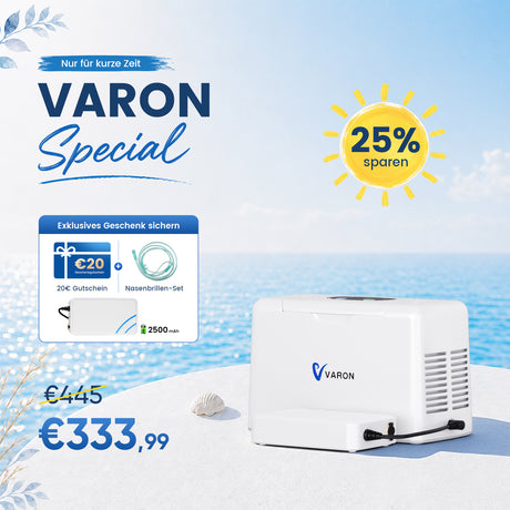 VARON VL-2 Light 3L/min Kontinuierlicher tragbarer Sauerstoff-Konzentrator mit Akku, CE-geprüft VARON