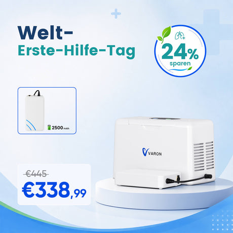 VARON VL-2 Light 3L/min Kontinuierlicher tragbarer Sauerstoff-Konzentrator mit Akku, CE-geprüft VARON
