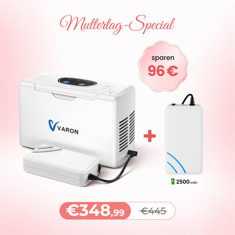 VARON VL-2 Light 3L/min Kontinuierlicher tragbarer Sauerstoff-Konzentrator mit Akku, CE-geprüft VARON