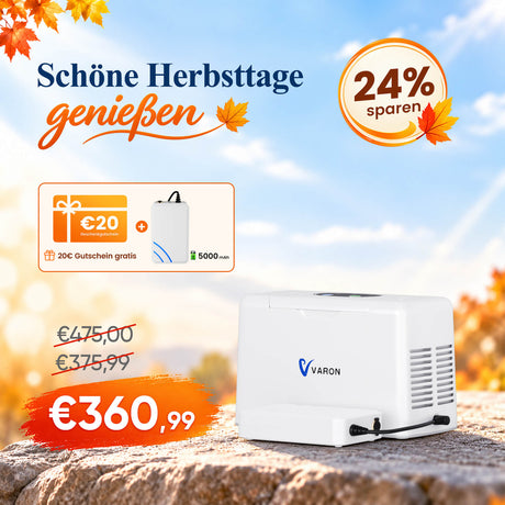 VARON VL-2 Light 3L/min Kontinuierlicher tragbarer Sauerstoff-Konzentrator mit Akku, CE-geprüft VARON