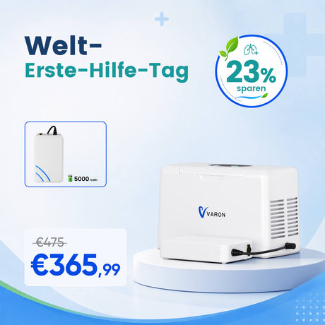 VARON VL-2 Light 3L/min Kontinuierlicher tragbarer Sauerstoff-Konzentrator mit Akku, CE-geprüft VARON