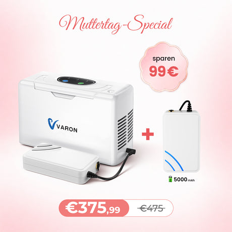 VARON VL-2 Light 3L/min Kontinuierlicher tragbarer Sauerstoff-Konzentrator mit Akku, CE-geprüft VARON