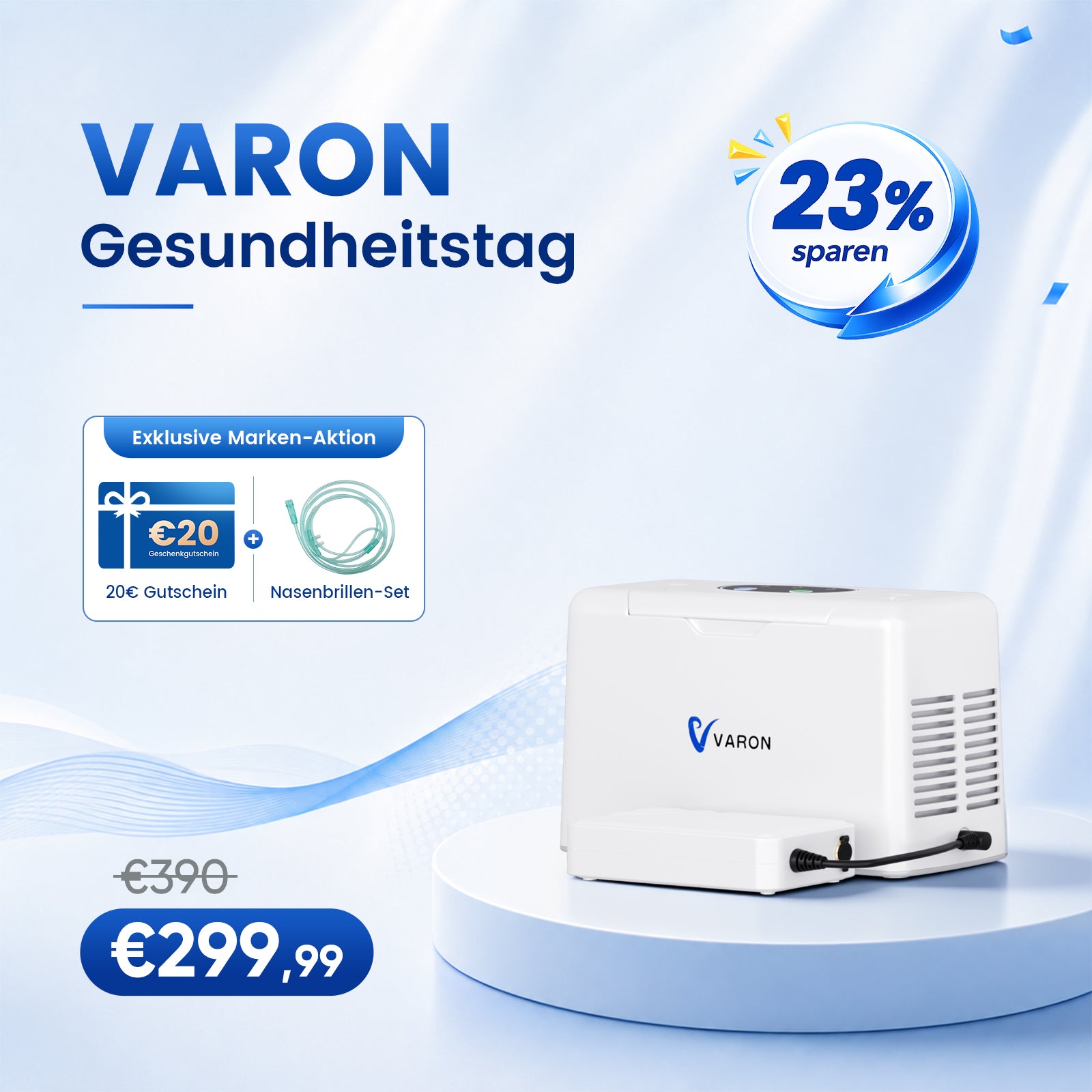 VARON VL-2 Light 3L/min Kontinuierlicher tragbarer Sauerstoff-Konzentrator mit Akku, CE-geprüft VARON