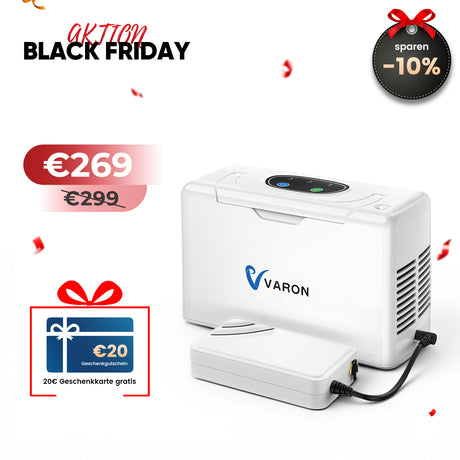 VARON VL-2 Light 3L/min Kontinuierlicher tragbarer Sauerstoff-Konzentrator mit Akku, CE-geprüft VARON