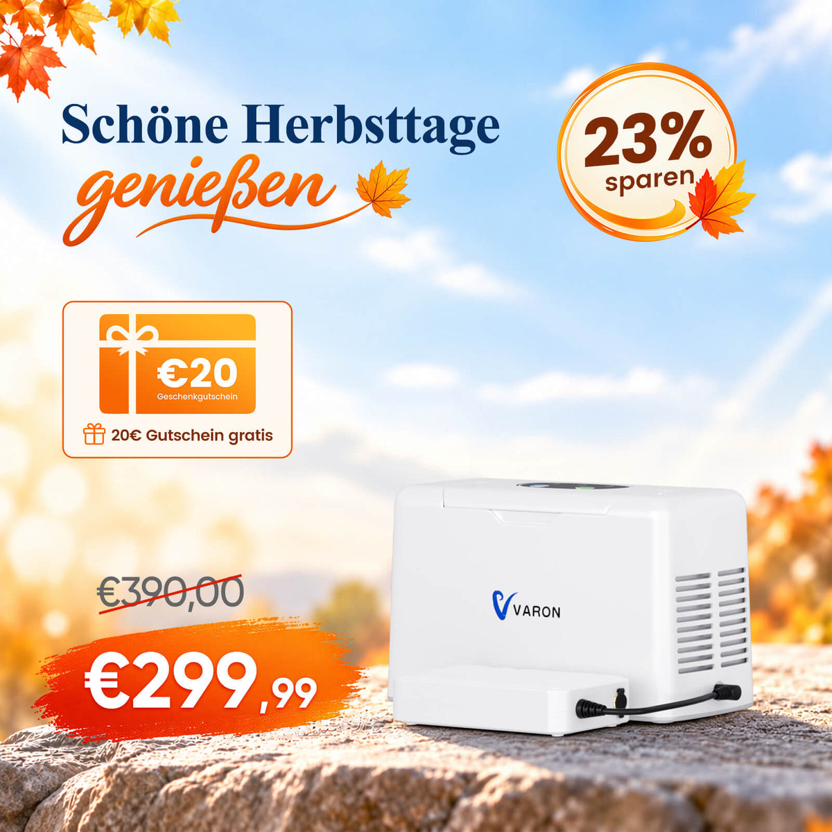 VARON VL-2 Light 3L/min Kontinuierlicher tragbarer Sauerstoff-Konzentrator mit Akku, CE-geprüft VARON