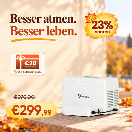 VARON VL-2 Light 3L/min Kontinuierlicher tragbarer Sauerstoff-Konzentrator mit Akku, CE-geprüft VARON