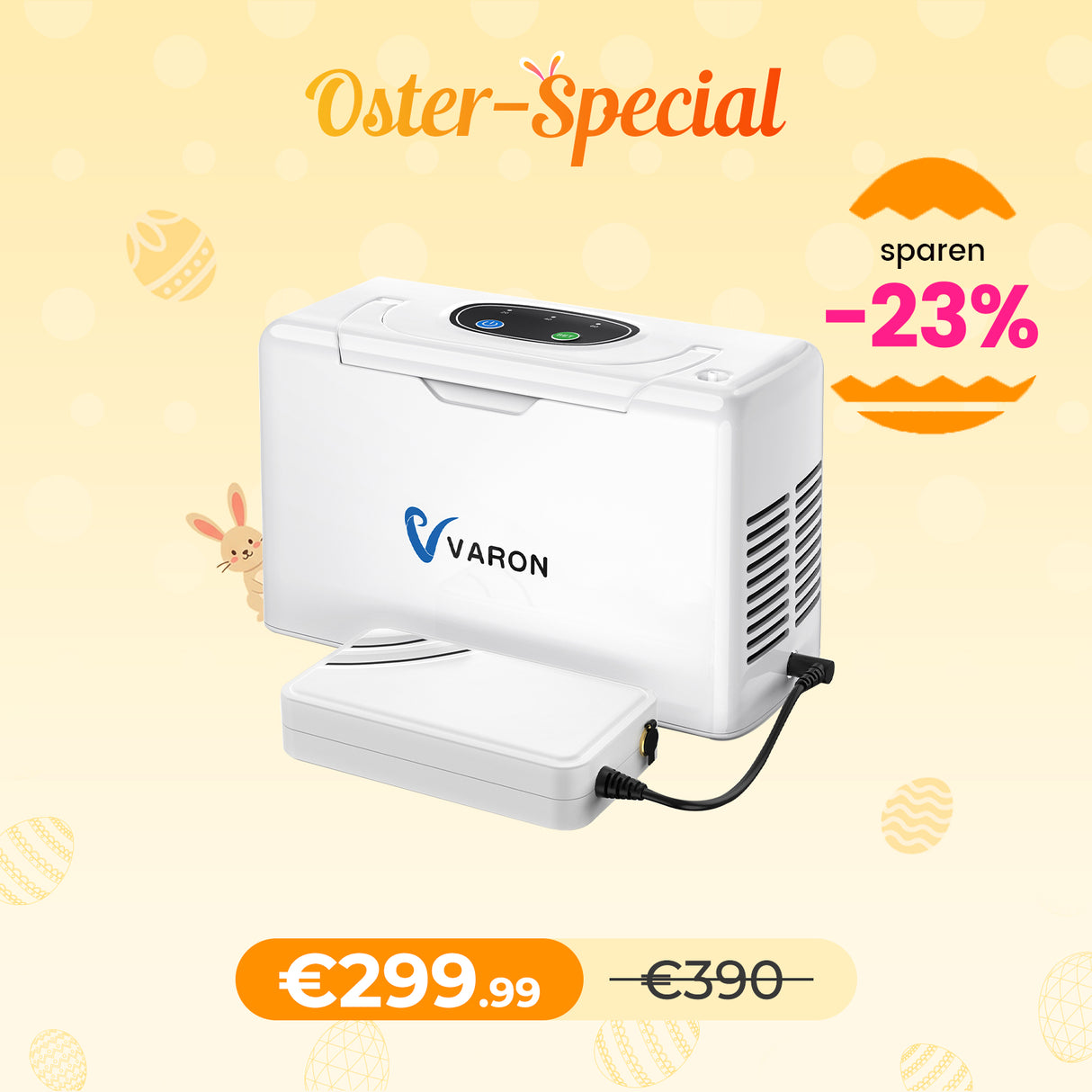 VARON VL-2 Light 3L/min Kontinuierlicher tragbarer Sauerstoff-Konzentrator mit Akku, CE-geprüft VARON