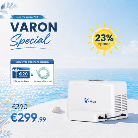 VARON VL-2 Light 3L/min Kontinuierlicher tragbarer Sauerstoff-Konzentrator mit Akku, CE-geprüft VARON