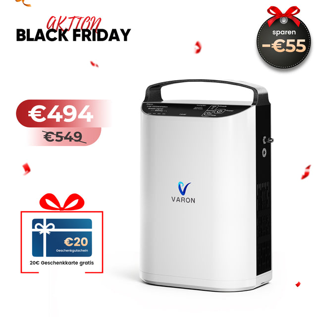 VARON VP-1 Pulse Sauerstoffkonzentrator Mobil mit Akku | 24-Stunden-Betrieb, CE-zertifiziert VARON