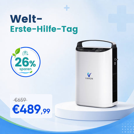 VARON VP-1 Pulse Sauerstoffkonzentrator Mobil mit Akku | 24-Stunden-Betrieb, CE-zertifiziert VARON
