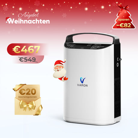 VARON VP-1 Pulse Sauerstoffkonzentrator Mobil mit Akku | 24-Stunden-Betrieb, CE-zertifiziert VARON