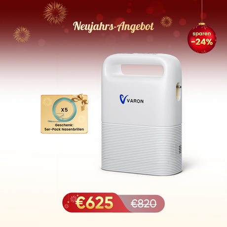 VARON VP-2 Pulse Sauerstoffkonzentrator Mobil mit Akku | 93% Sauerstoff, lange Batterie, CE-geprüft VARON