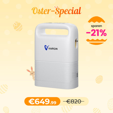VARON VP-2 Pulse Sauerstoffkonzentrator Mobil mit Akku | 93% Sauerstoff, lange Batterie, CE-geprüft VARON