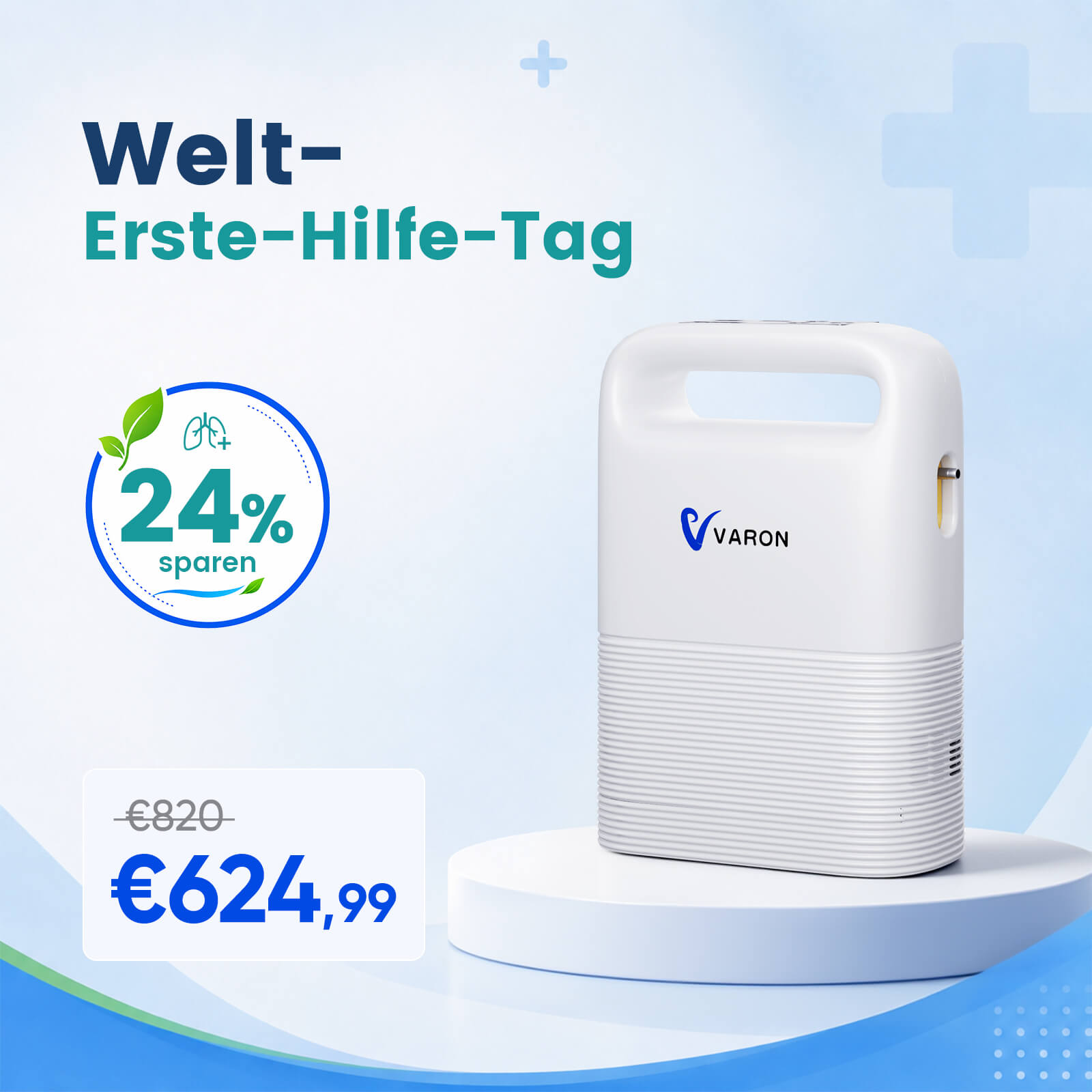 VARON VP-2 Pulse Sauerstoffkonzentrator Mobil mit Akku | 93% Sauerstoff, lange Batterie, CE-geprüft VARON