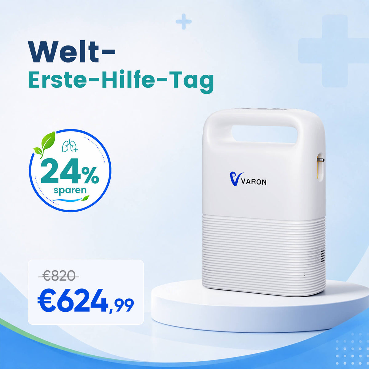 VARON VP-2 Pulse Sauerstoffkonzentrator Mobil mit Akku | 93% Sauerstoff, lange Batterie, CE-geprüft VARON