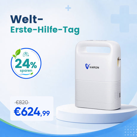 VARON VP-2 Pulse Sauerstoffkonzentrator Mobil mit Akku | 93% Sauerstoff, lange Batterie, CE-geprüft VARON