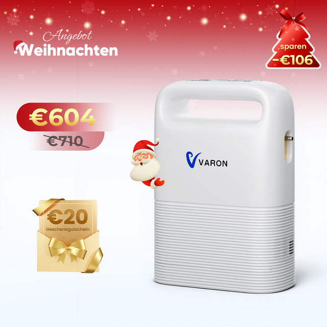 VARON VP-2 Pulse Sauerstoffkonzentrator Mobil mit Akku | 93% Sauerstoff, lange Batterie, CE-geprüft VARON