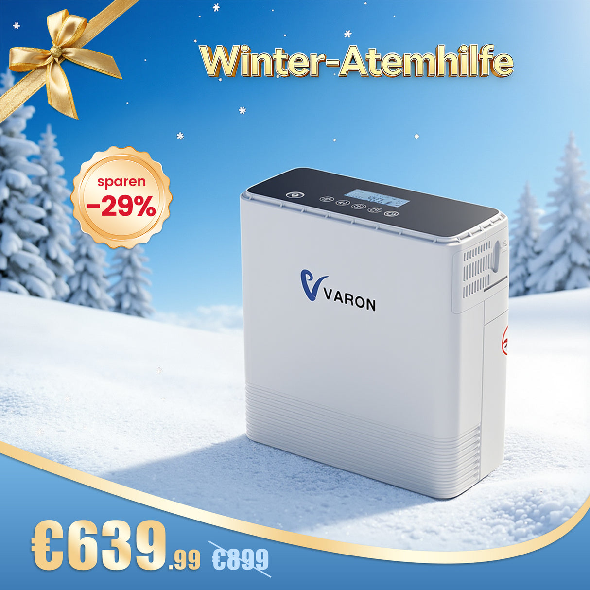 VARON VP-6 Sürekli Oksijen Konsantratörü, Taşınabilir, Bataryalı | 6 Aşamalı Kontrol, CE Sertifikalı