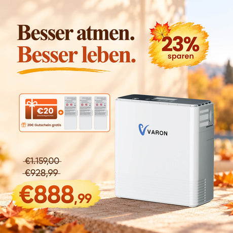 VP-6 Power Bundle – Tragbarer Sauerstoffkonzentrator mit kontinuierlichem Sauerstofffluss und 2 Zusatzakkus VARON