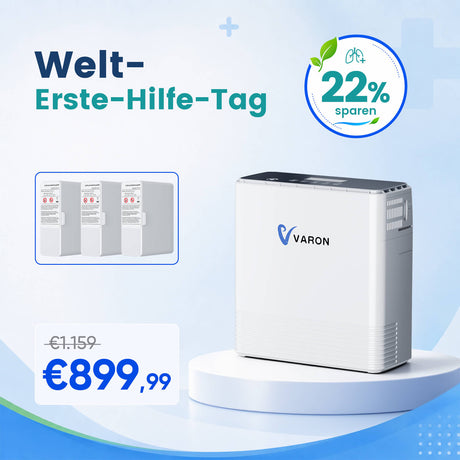 VP-6 Power Bundle – Tragbarer Sauerstoffkonzentrator mit kontinuierlichem Sauerstofffluss und 2 Zusatzakkus VARON