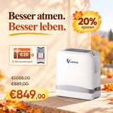 NEU VARON VP-8 Lite | 2 kg tragbarer Sauerstoffkonzentrator mit Pulsdosierung (1–7 Stufen) VARON
