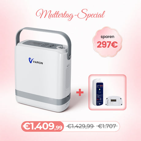 VARON VP-8G | Sauerstoffkonzentrator Mobil mit Pulsfluss-Technologie (1-8 Stufen) VARON