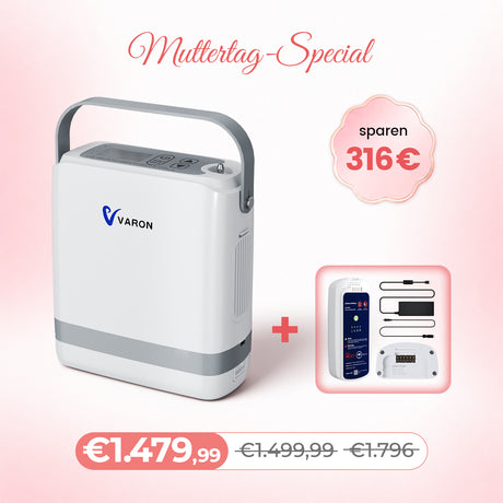 VARON VP-8G | Sauerstoffkonzentrator Mobil mit Pulsfluss-Technologie (1-8 Stufen) VARON