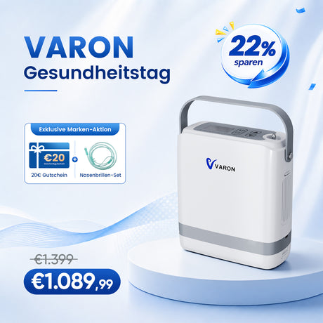 VARON VP-8G | Sauerstoffkonzentrator Mobil mit Pulsfluss-Technologie (1-8 Stufen) VARON