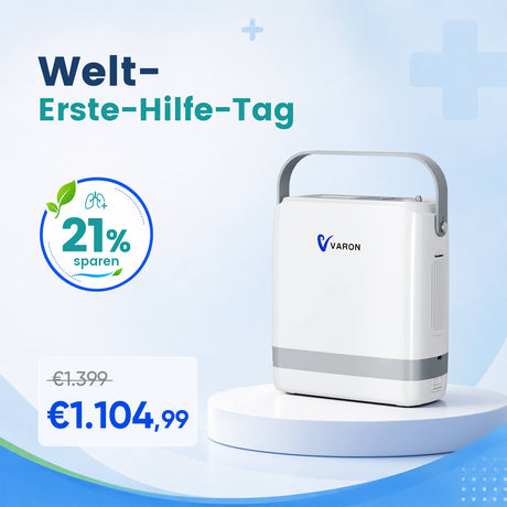 VARON VP-8G | Sauerstoffkonzentrator Mobil mit Pulsfluss-Technologie (1-8 Stufen) VARON