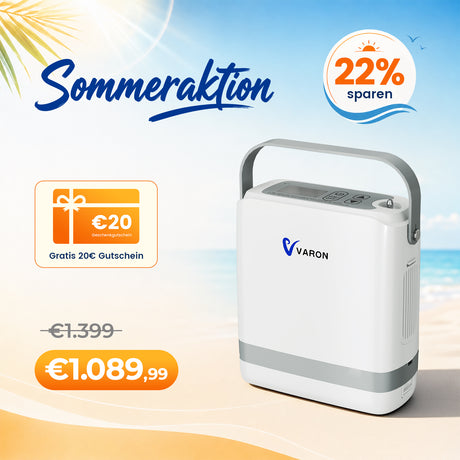 VARON VP-8G | Sauerstoffkonzentrator Mobil mit Pulsfluss-Technologie (1-8 Stufen) VARON