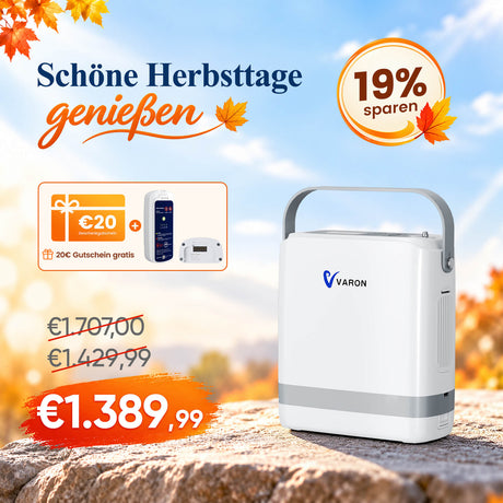 VARON VP-8G | Sauerstoffkonzentrator Mobil mit Pulsfluss-Technologie (1-8 Stufen) VARON