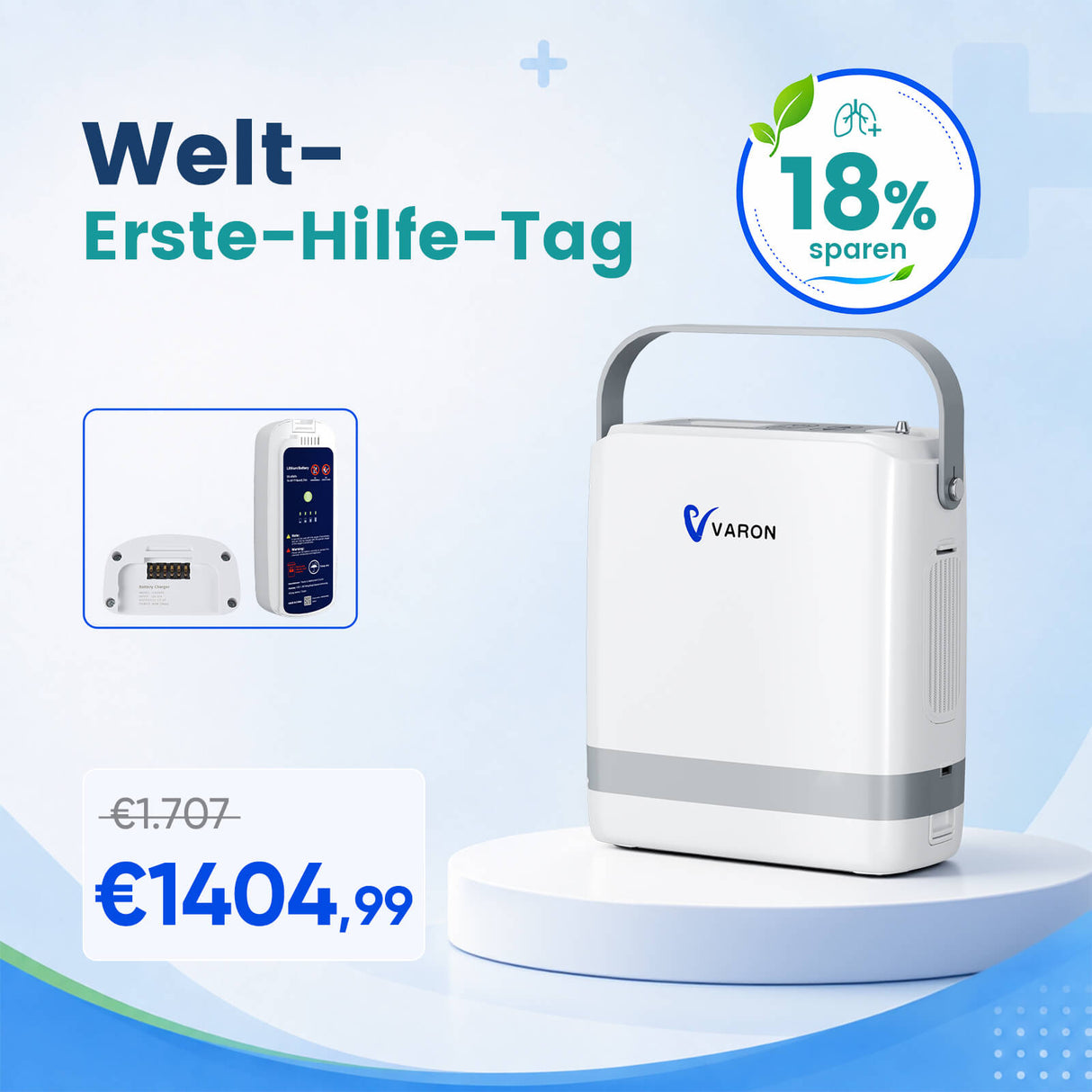VARON VP-8G | Sauerstoffkonzentrator Mobil mit Pulsfluss-Technologie (1-8 Stufen) VARON