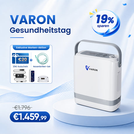 VARON VP-8G | Sauerstoffkonzentrator Mobil mit Pulsfluss-Technologie (1-8 Stufen) VARON