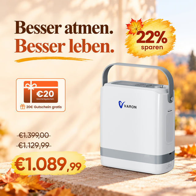 VARON VP-8G | Sauerstoffkonzentrator Mobil mit Pulsfluss-Technologie (1-8 Stufen) VARON