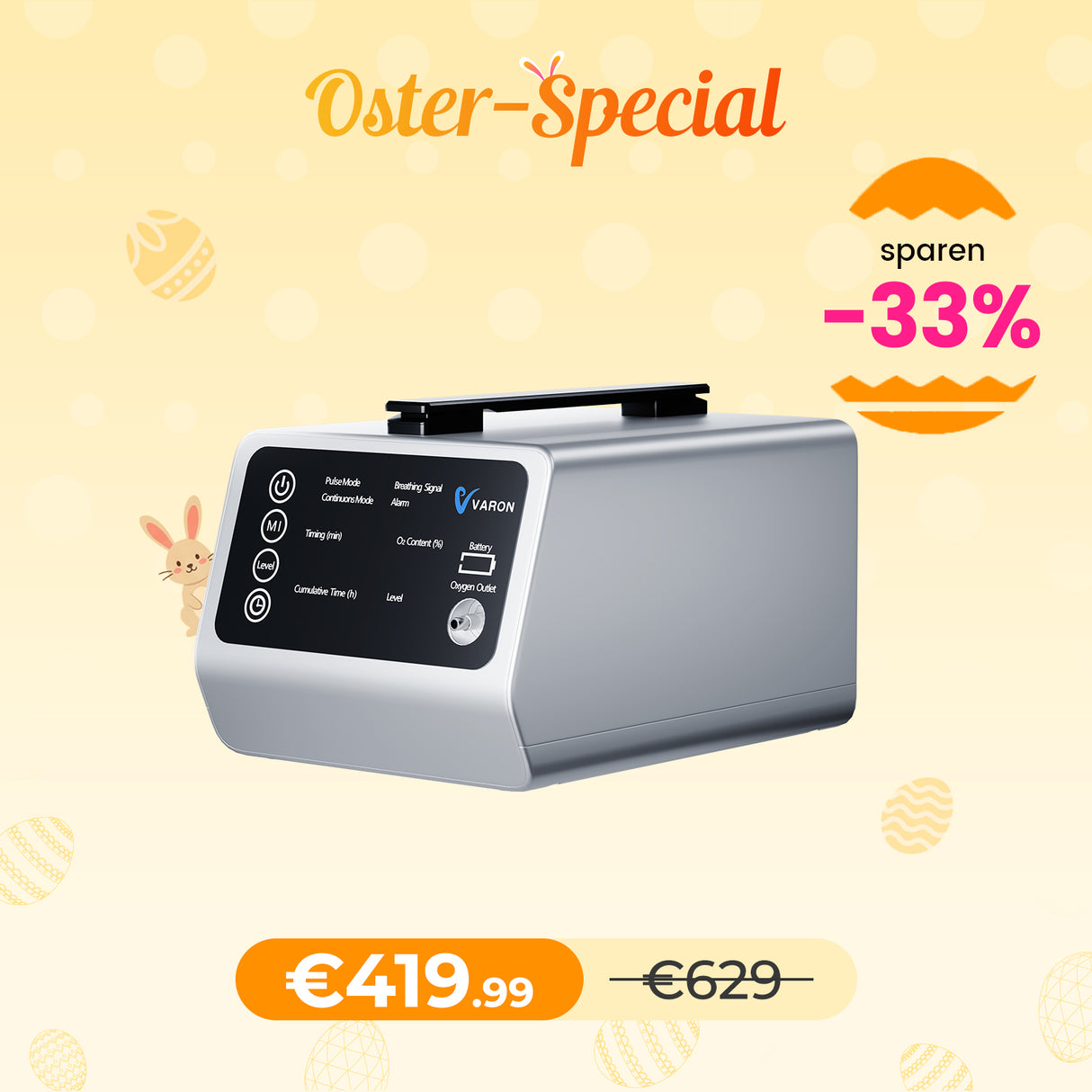 VARON VT-1 Puls- & Kontinuierlicher Sauerstoffkonzentrator | Ideal für Reisen, CE-geprüft VARON