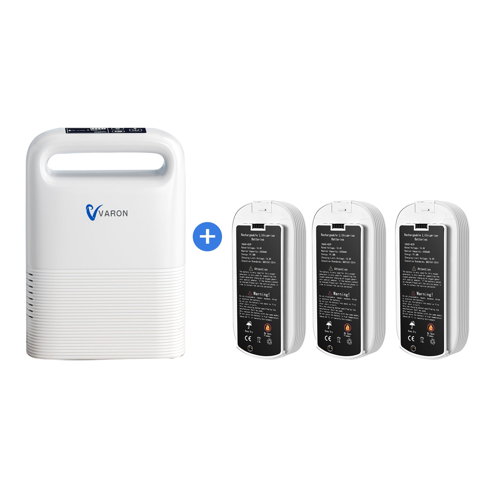 VARON VP-2 Mobiler Sauerstoffkonzentrator Bundle | 8 Stunden Laufzeit mit 2 Zusatzakkus VARON